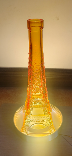 The glass shade of Eiffel Tower with LED chargable light made in China glass factory MG company